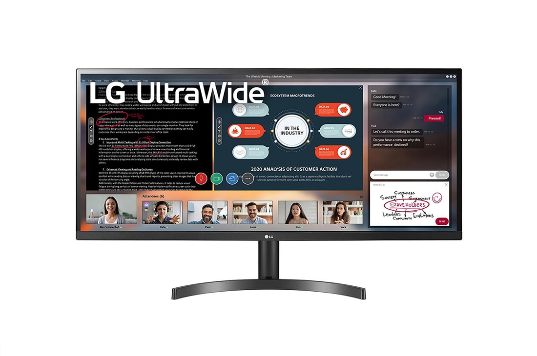 LG 34” UltraWide Full HD IPS Monitor with HDR10, 34WL500-B