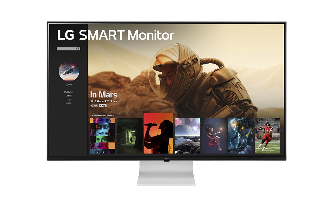 LG 43'' 4K UHD IPS Smart Monitor with webOS, front view, 43SQ700S-W