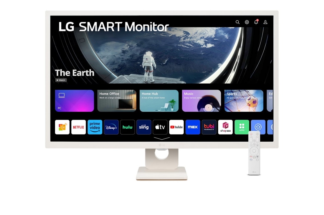 LG 31.5'' Full HD IPS MyView Smart Monitor with webOS, front view with remote control, 32SR50F-W, thumbnail 0