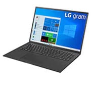 LG gram Ultra-Lightweight with 17” 16:10 IPS Display and Intel® Evo™ platform + LG TONE Free FN7 Wireless Earbuds, -30 degree side view and cover open, 17Z90P-GFN7, thumbnail 4