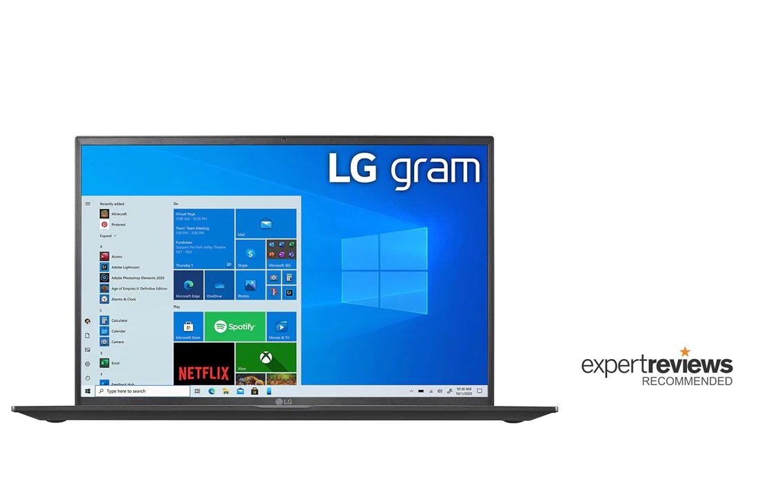LG gram Ultra-Lightweight Laptop with 16” 16:10 IPS Display and Intel® Evo™ platform, Front view, 16Z90P-G.AR55A