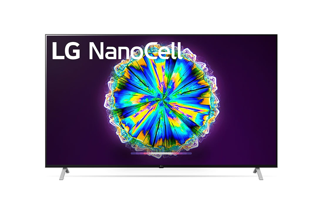 LG NANO85 Series 75 inch 4K TV w/ AI ThinQ®, front view with infill image and logo, 75NANO85TNA