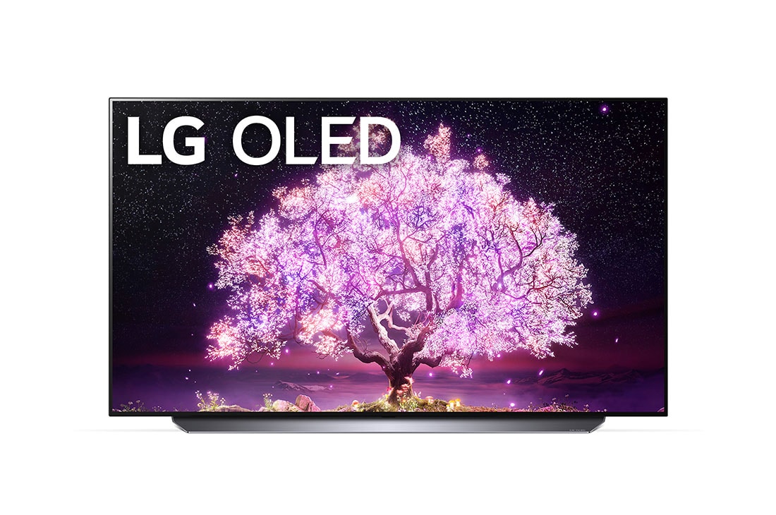 LG C1 48 inch 4k OLED TV, OLED48C1PTB front view with infill, OLED48C1PTB