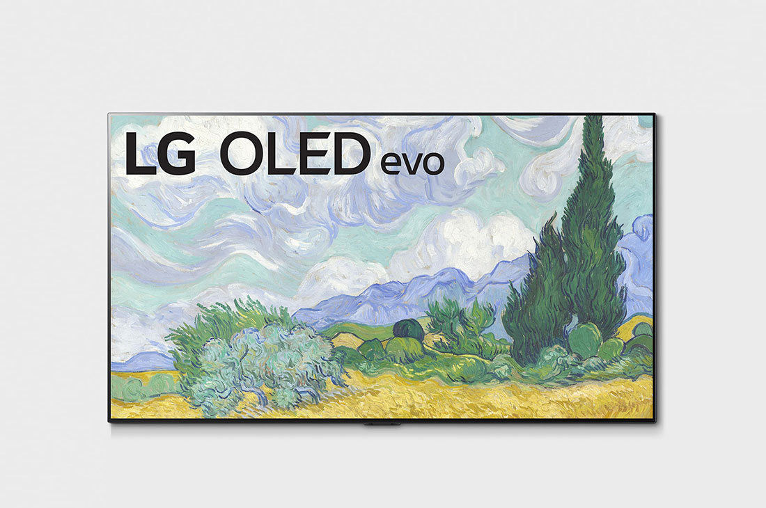 LG G1 65 inch OLED evo TV with Self Lit OLED, OLED65G1PTA front view with infill, OLED65G1PTA-PACK