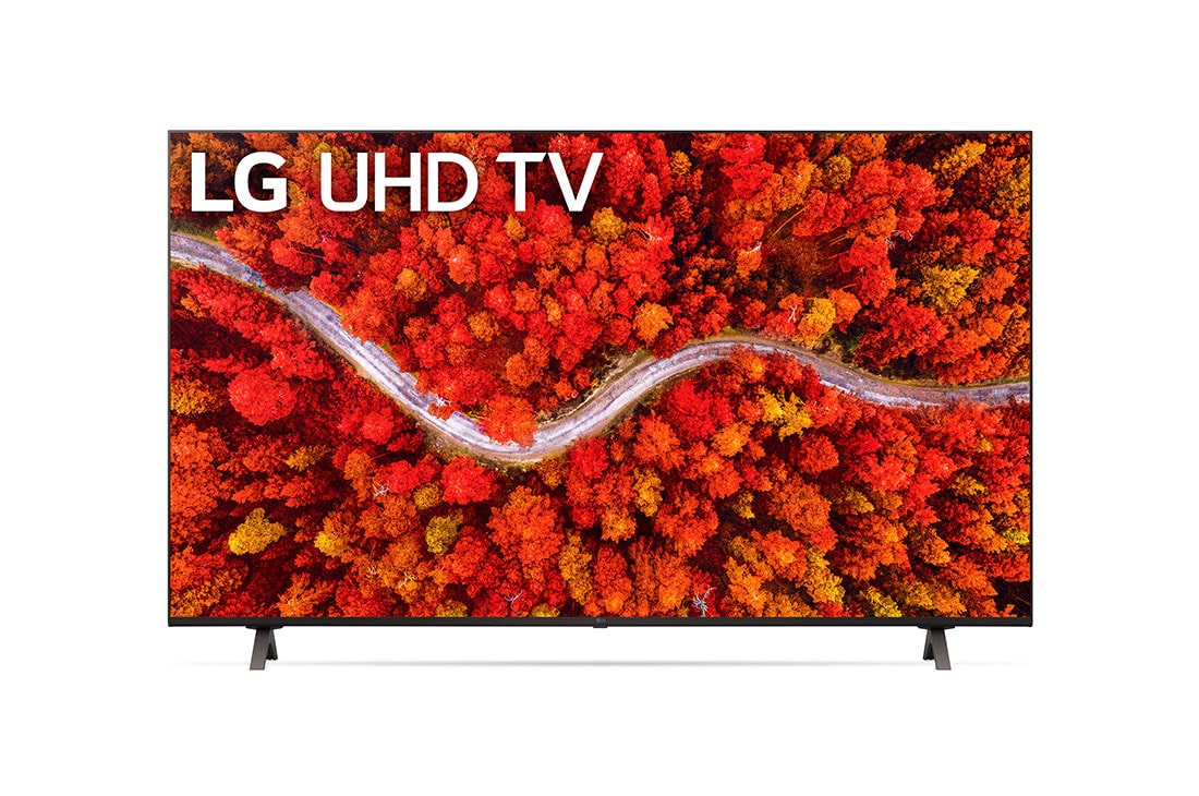LG UHD 80 Series 50 inch 4K TV w/ AI ThinQ®, 50UP8000PTB front view with infill, 50UP8000PTB