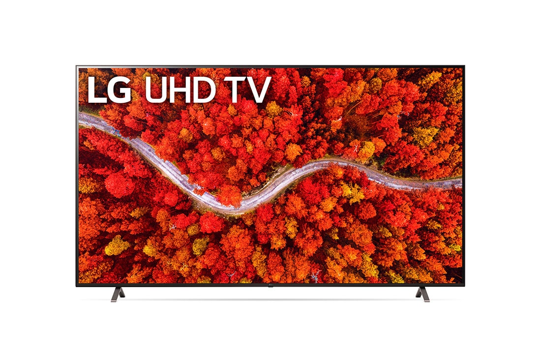 LG 86 inch TV with 4k Ultra HD, 86UP8000PTB front view with infill, 86UP8000PTB