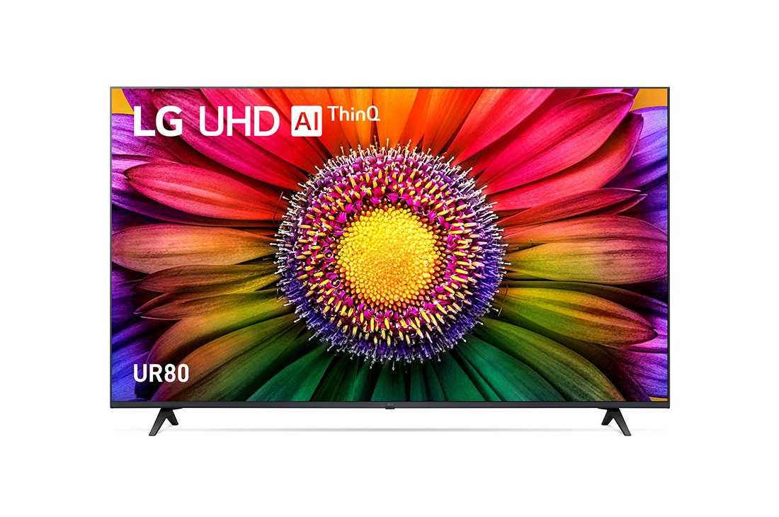 LG UHD TV UR80 65 inch 4K Smart TV with Al Sound Pro, A front view of the LG UHD TV, 65UR8050PSB