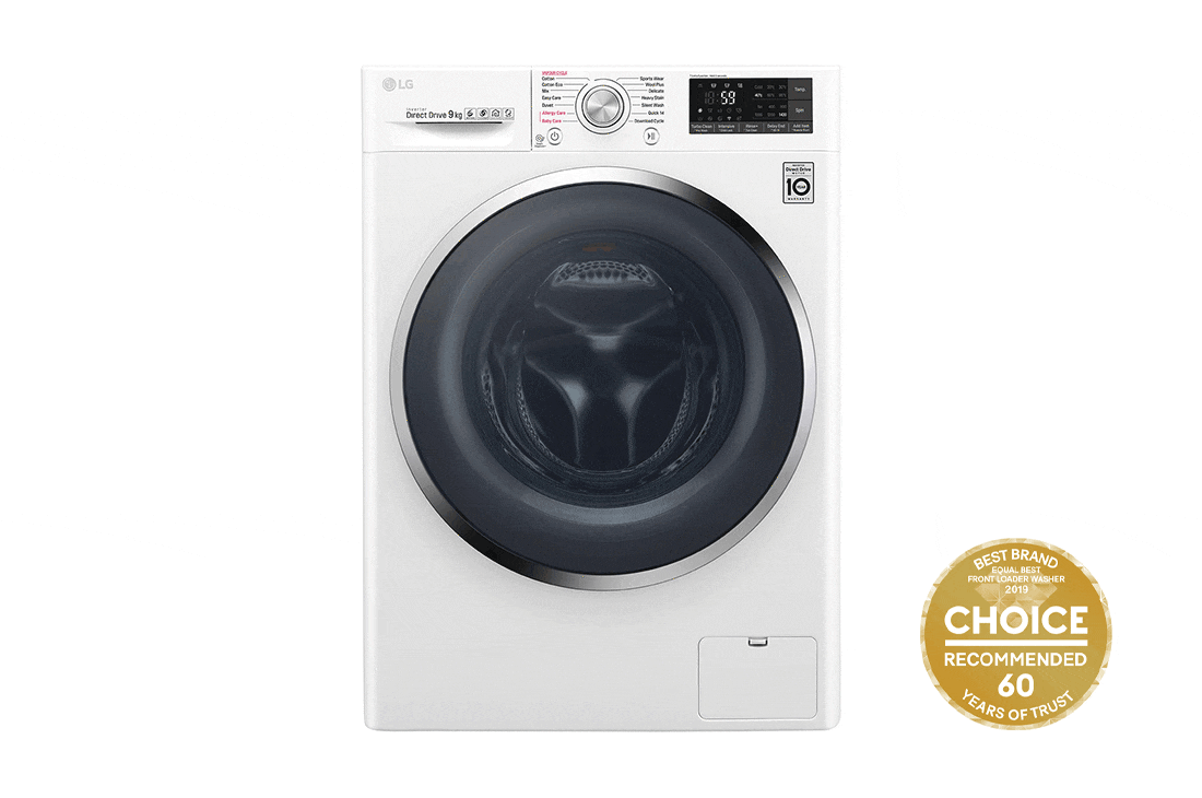 LG 9kg Front Load Washing Machine with Vapour, WTW1409VCW