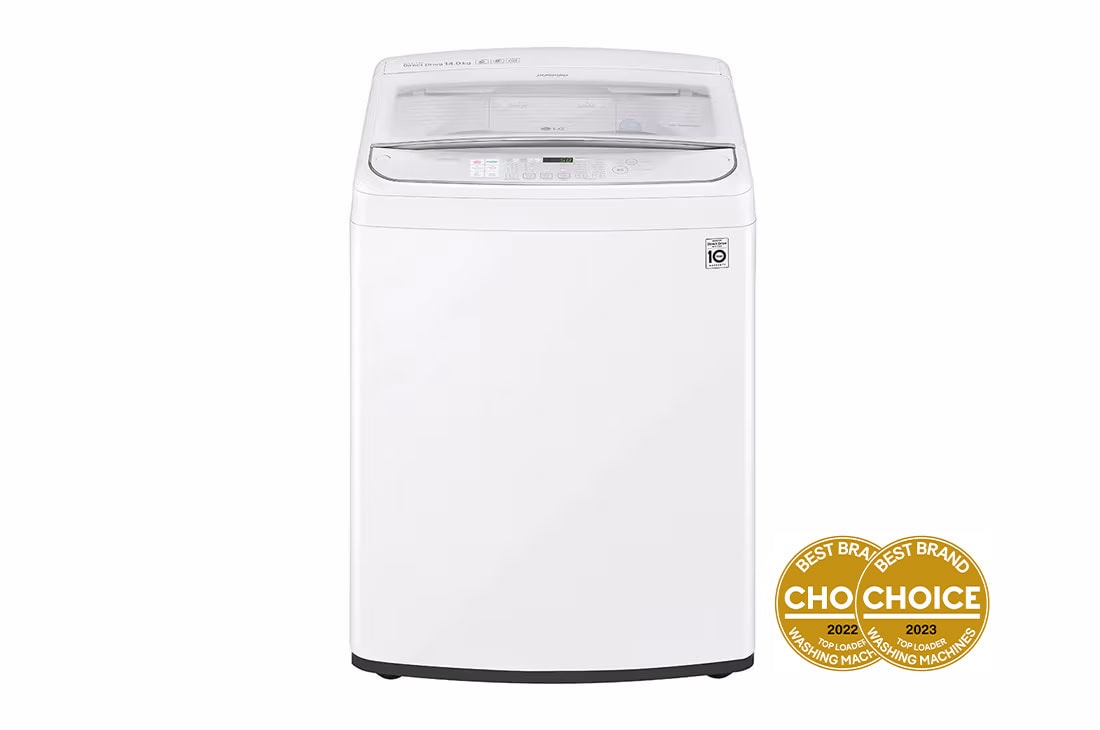 LG 14kg Top Load Washing Machine with TurboClean3D™, front view, WTG1434WHF