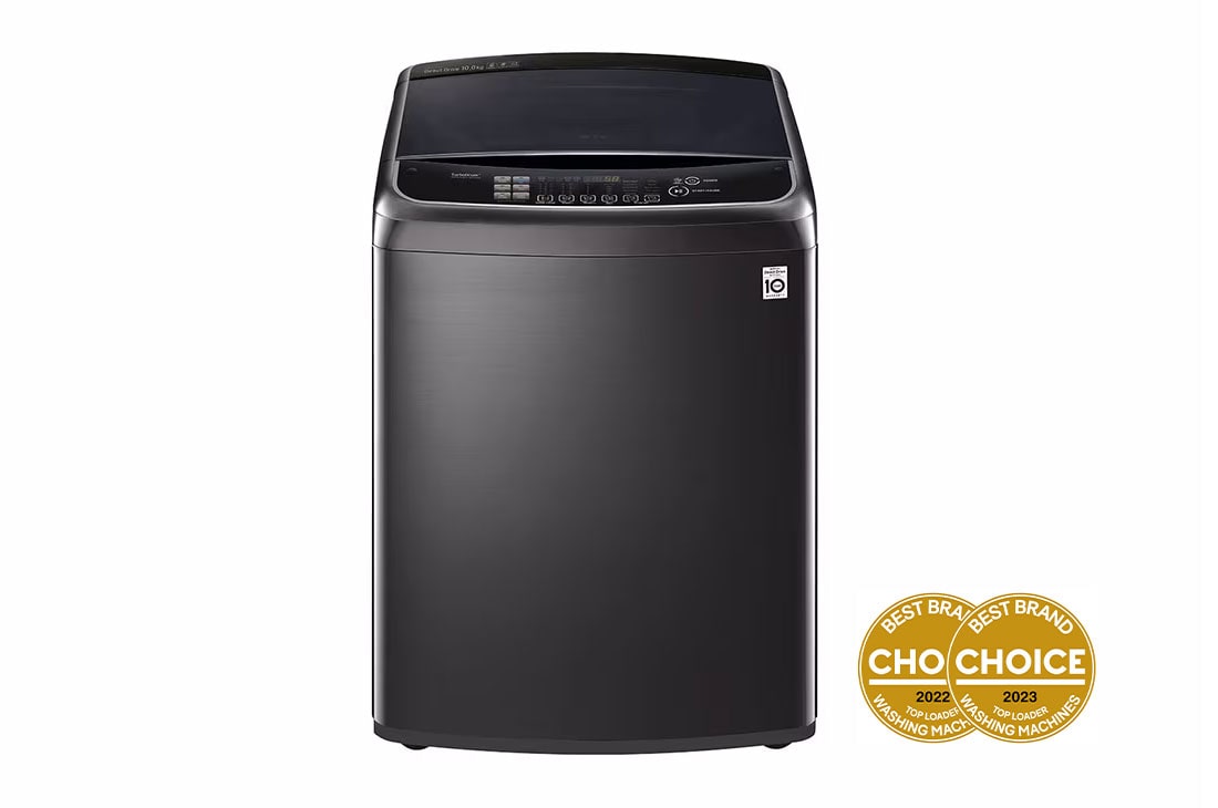 LG 10kg Top Load Washing Machine with TurboClean3D™, front view, WTG1034BF