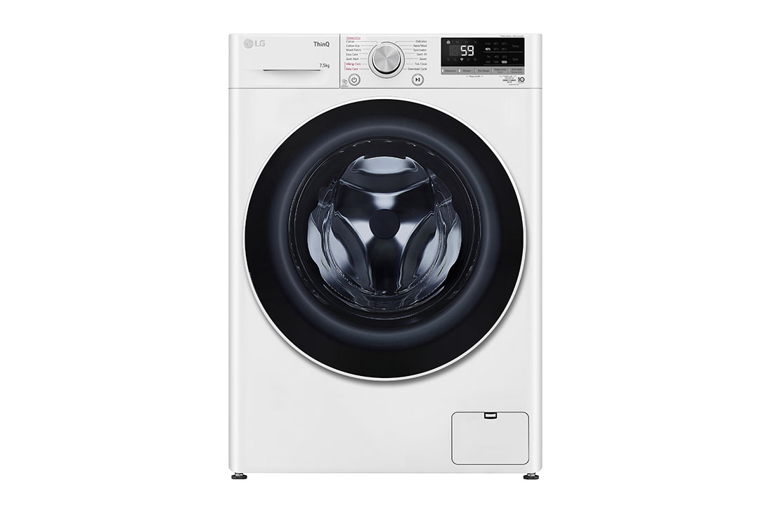 LG 7.5kg Front Load Washing Machine with Steam, Front view, WV5-1275W