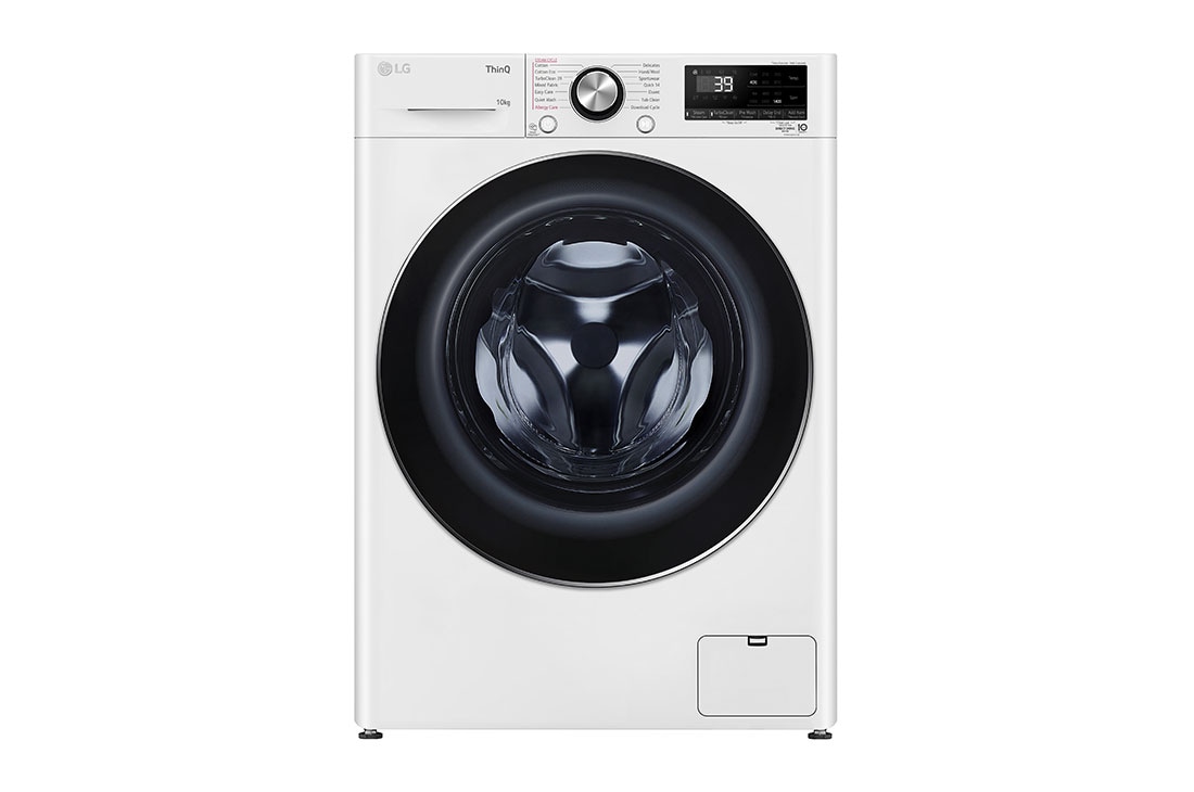 LG 10kg Series 9 Front Load Washing Machine with Steam+, WV9-1410W Front, WV9-1410W