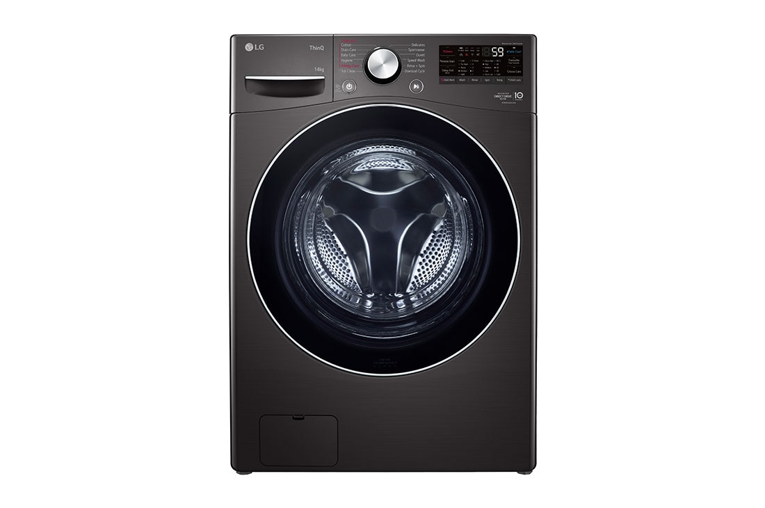 LG 14kg Front Load Washing Machine with  Steam+ and Turbo Clean™, Front view, WXL-1014B