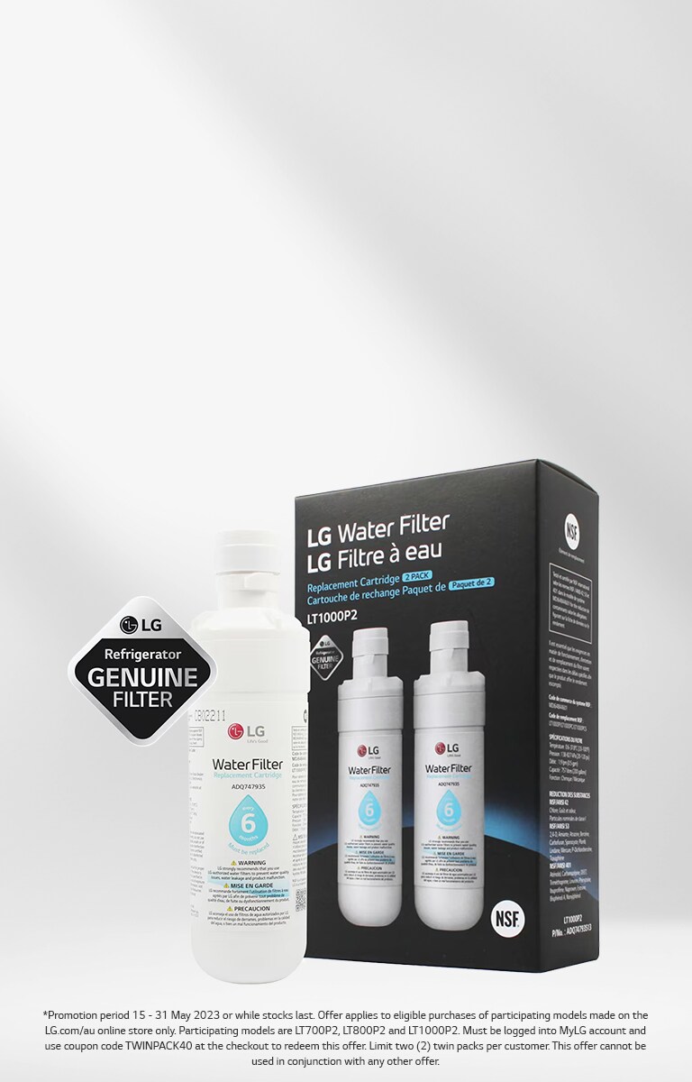 Get 40% off Select LG Fridge Water Filter Replacement Cartridges when you Buy a Twin Pack*2
