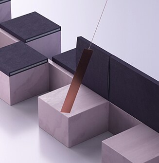 Blocks are divded by a retecgular shape of pendulum.
