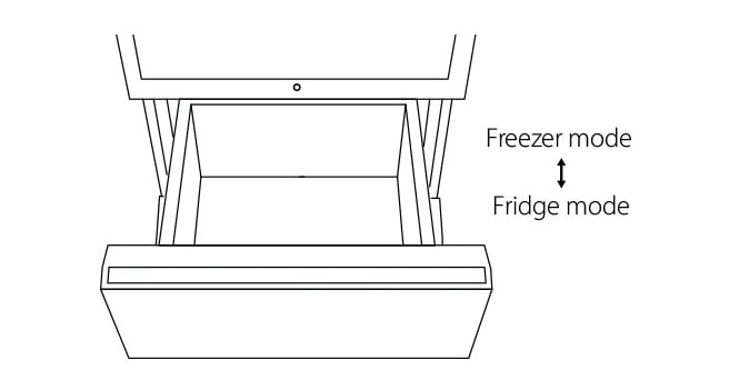 Illustration of LG SIGNATURE Wine Cellar drawer which can be converted from fridge to freezer modes*