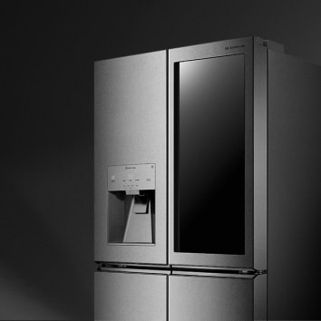 Image of the LG SIGNATURE Refrigerator showing the InstaView® glass door.