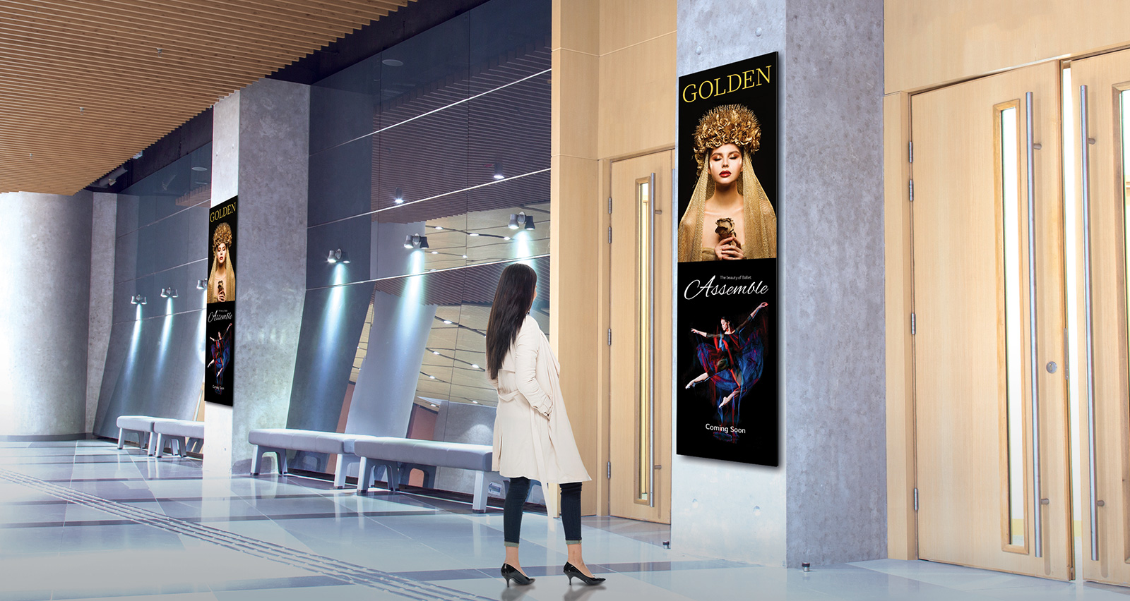 The 88BH7G is a suitable display for delivering new forms of advertising and multiplexed information in a 32:9 widescreen format that brings you a new experience, captivating customers' attention.