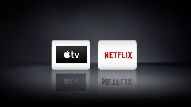 Two app logos shown from left to right: Netflix and  Apple TV