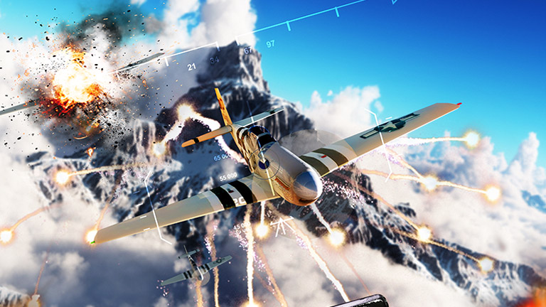 A scene of a battle game with the plane