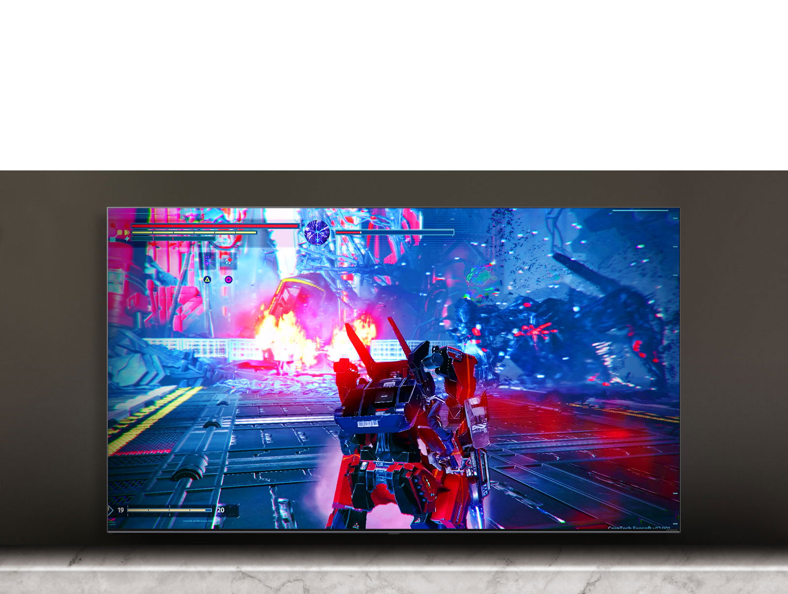 TV screen showing the scene of the battle game.