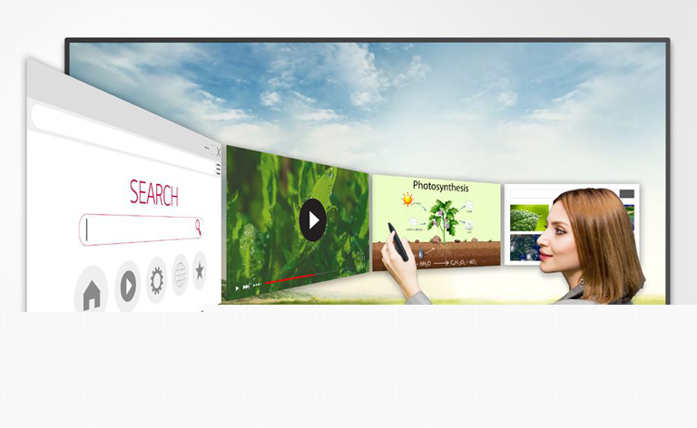 A woman searching for information using the web browser.