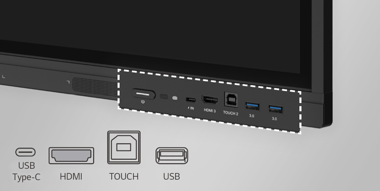 The LG CreateBoard has ports on the front such as USB and HDMI.