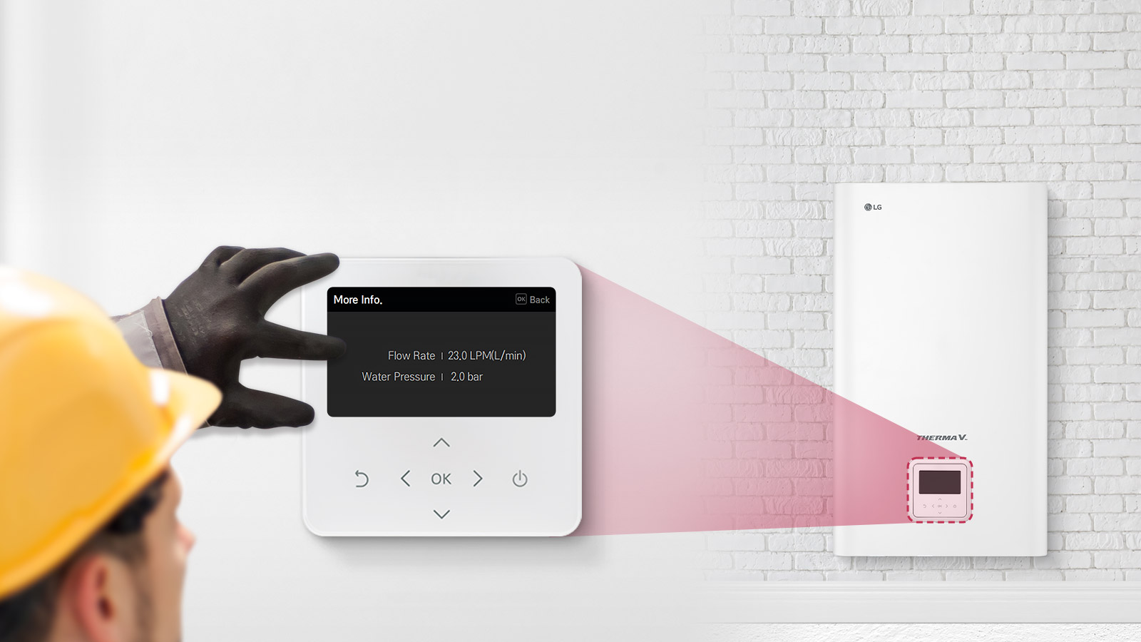 An image of an engineer looking into a product remote control monitor.