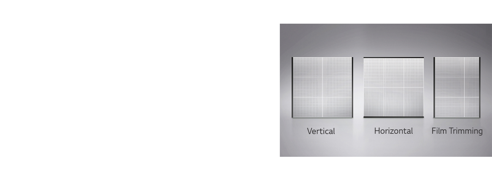 This image shows three cases to expand the size and layout of the films; vertical expansion, horizontal expansion, and expansion with trimmed films.