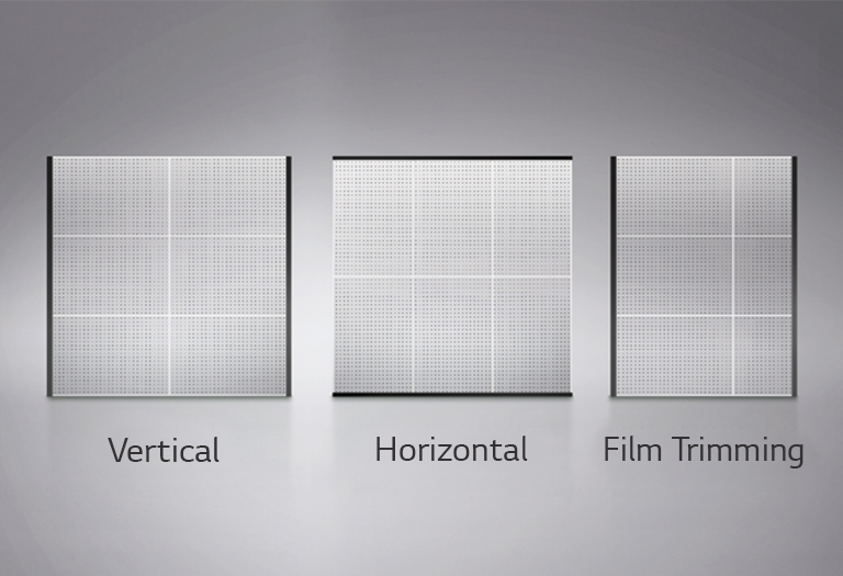 This image shows three cases to expand the size and layout of the films; vertical expansion, horizontal expansion, and expansion with trimmed films.