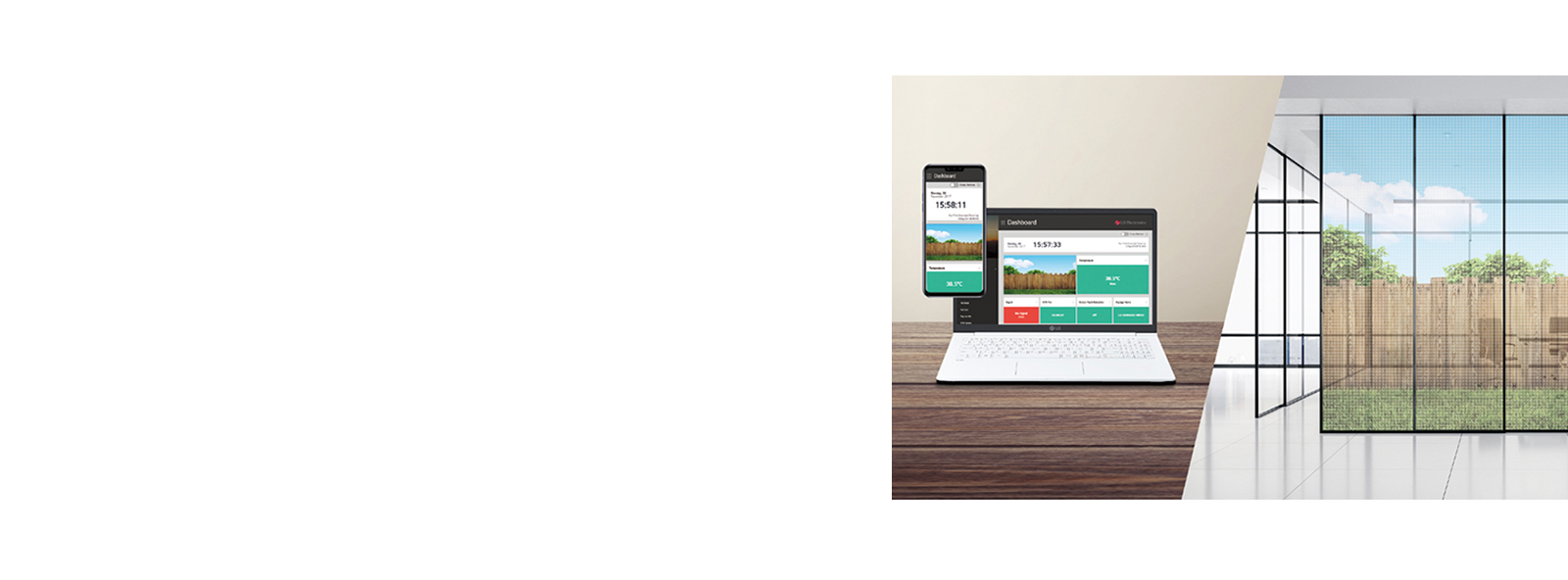 It shows that with LG's Control Manager solution, you can set, control contents, and monitor the status of multiple displays. 