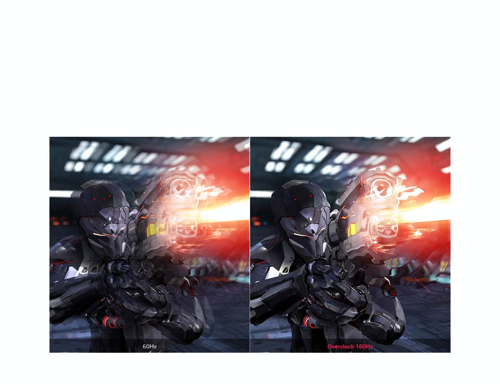 comparison of the Fluid Gaming Motion with 60Hz and Overclock 160Hz