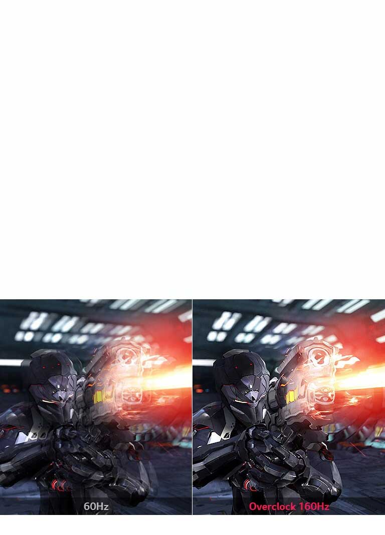 comparison of the Fluid Gaming Motion with 60Hz and Overclock 160Hz