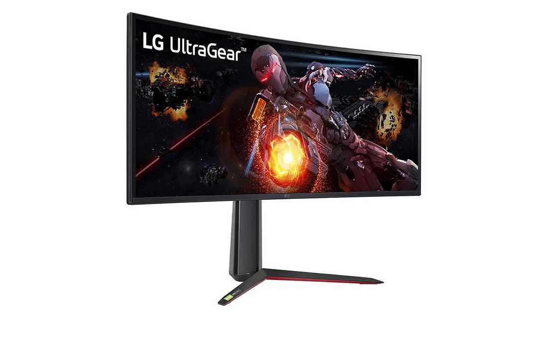 LG 34” UltraGear Curved QHD Nano IPS 1ms 144Hz HDR 600 Monitor with NVIDIA G-SYNC® Ultimate, perspective view, 34GP950G-B, thumbnail 4