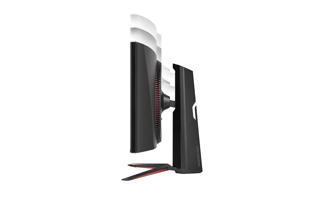 LG 34” UltraGear Curved QHD Nano IPS 1ms 144Hz HDR 600 Monitor with NVIDIA G-SYNC® Ultimate, side view with monitor height moving downwards on, 34GP950G-B, thumbnail 12