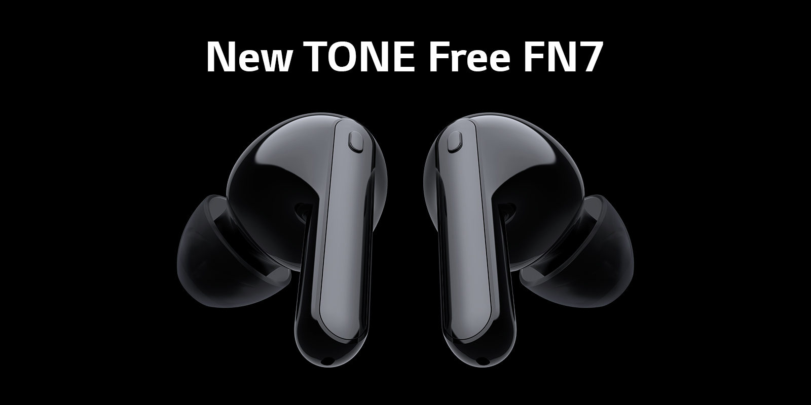 Two earbuds are floating in the black background.