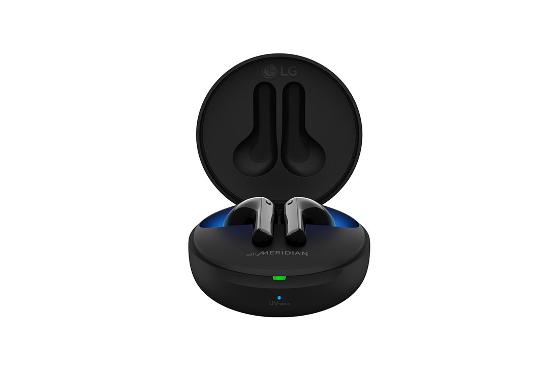 LG TONE Free FN7, A front view of a open cradle with mood lighting on, HBS-FN7, thumbnail 6