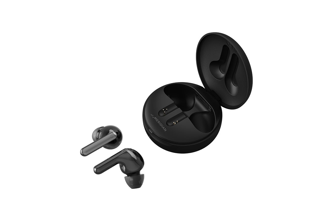 LG TONE Free FN7, A cradle is opened up and two earbuds are placed on the floor, HBS-FN7, thumbnail 7