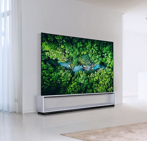 LG SIGNATURE OLED 8K is placed in the minimal style living room.