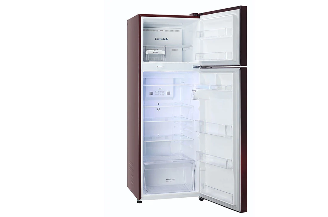 LG 308 Litres Fridge with Smart Inverter Compressor, Door Cooling+™, LG GL-T322RSPX Left View Door Open, GL-G322RVBB, thumbnail 9