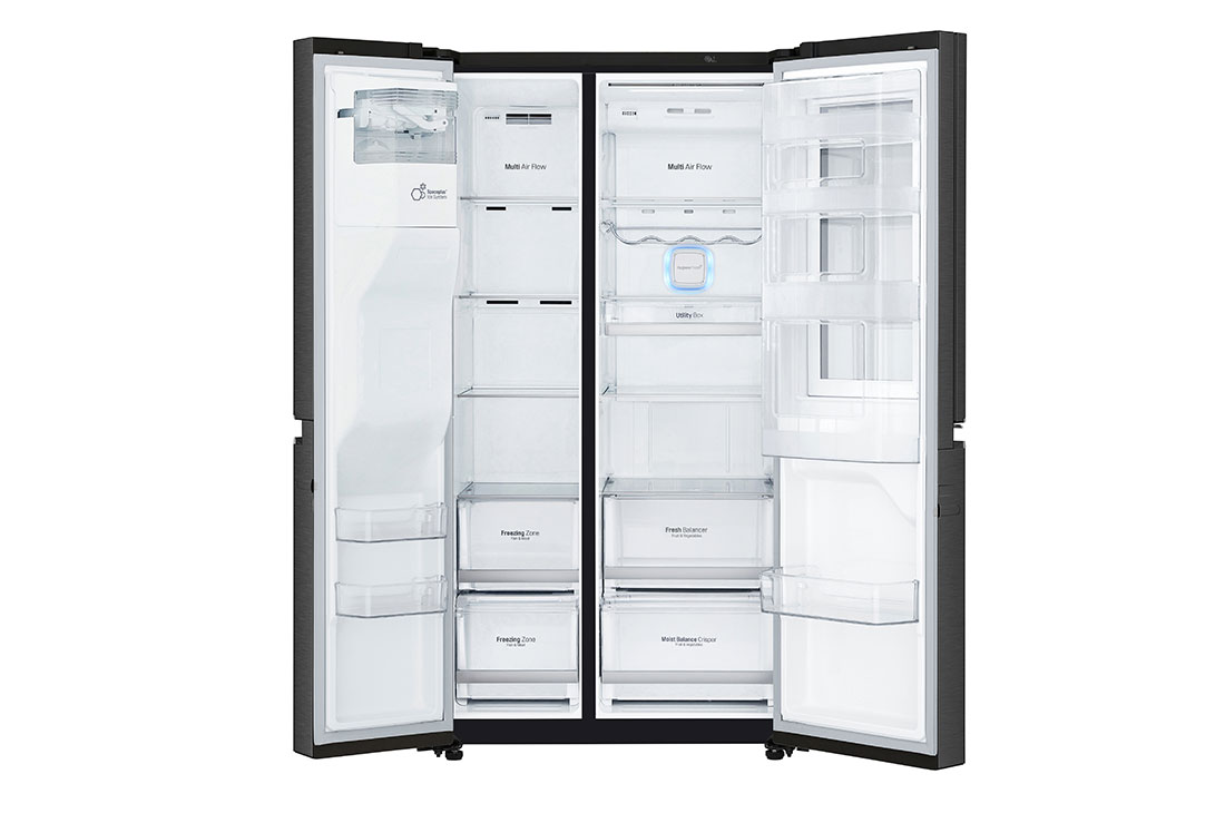 LG 601L side-by-side-fridge with InstaView Door-in-Door™ in Matt Black, GS-X6010MC Front Open, GS-X6010MC, thumbnail 11