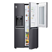 LG 601L side-by-side-fridge with InstaView Door-in-Door™ in Matt Black, GS-X6010MC Front Door & DID Open, GS-X6010MC, thumbnail 3