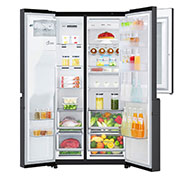 LG 601L side-by-side-fridge with InstaView Door-in-Door™ in Matt Black, GS-X6010MC Front Open Food, GS-X6010MC, thumbnail 4