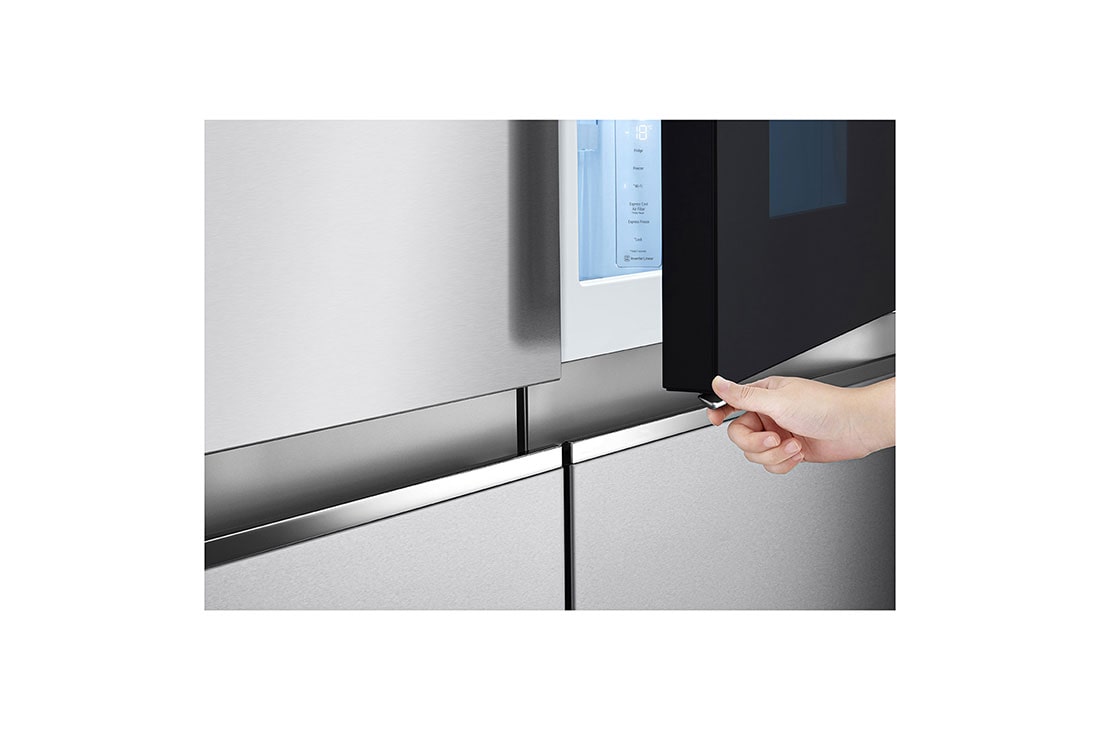 LG 647L side-by-side-fridge with InstaView Door-in-Door™ in New Noble Steel, hidden button view, GS-Q6472NS, thumbnail 5