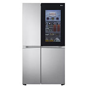 LG 647L side-by-side-fridge with InstaView Door-in-Door™ in New Noble Steel, front viewfront light on food view, GS-Q6472NS, thumbnail 1