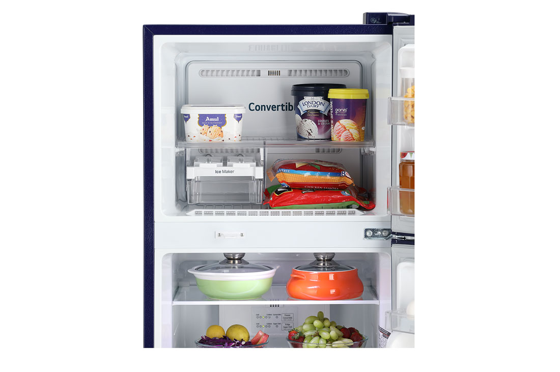 LG 240 Ltr, 2 Star, Smart Inverter Compressor, Convertible, Smart Diagnosis™, Blue Charm Finish, Frost-Free Double Door Refrigerator, LG GL-G302RPBB Detailed View, GL-G302RPBB, thumbnail 3