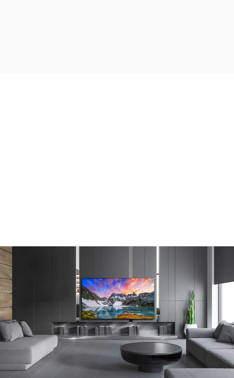 TV showing an eye level view of nature in a luxurious house setting