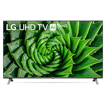 LG UN8000 65" UHD 4K TV, front view with infill image, 65UN8000PTA1