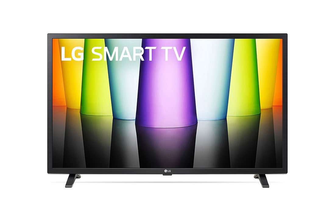 LG LQ63 32'' Smart HD TV, A front view of the LG Full HD TV with infill image and product logo on, 32LQ636BPSA