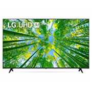 LG UQ80 50 inch 4K Smart UHD TV, A front view of the LG UHD TV with infill image and product logo on, 50UQ8050PSB, thumbnail 1